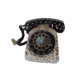 Vintage rotary dial desktop phone telephone hand tiled
